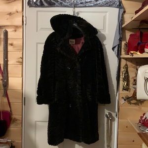 Niccolini vintage thick faux fur hooded coat